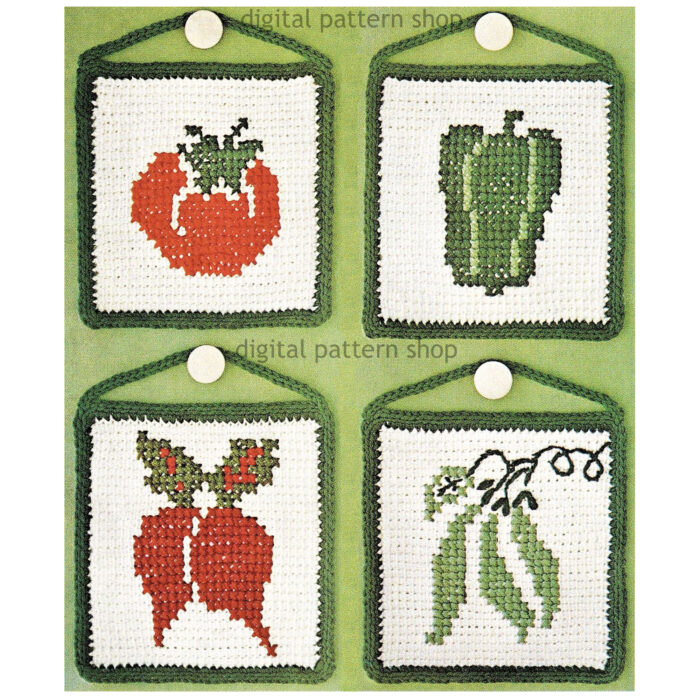 veggie pot holders crochet pattern