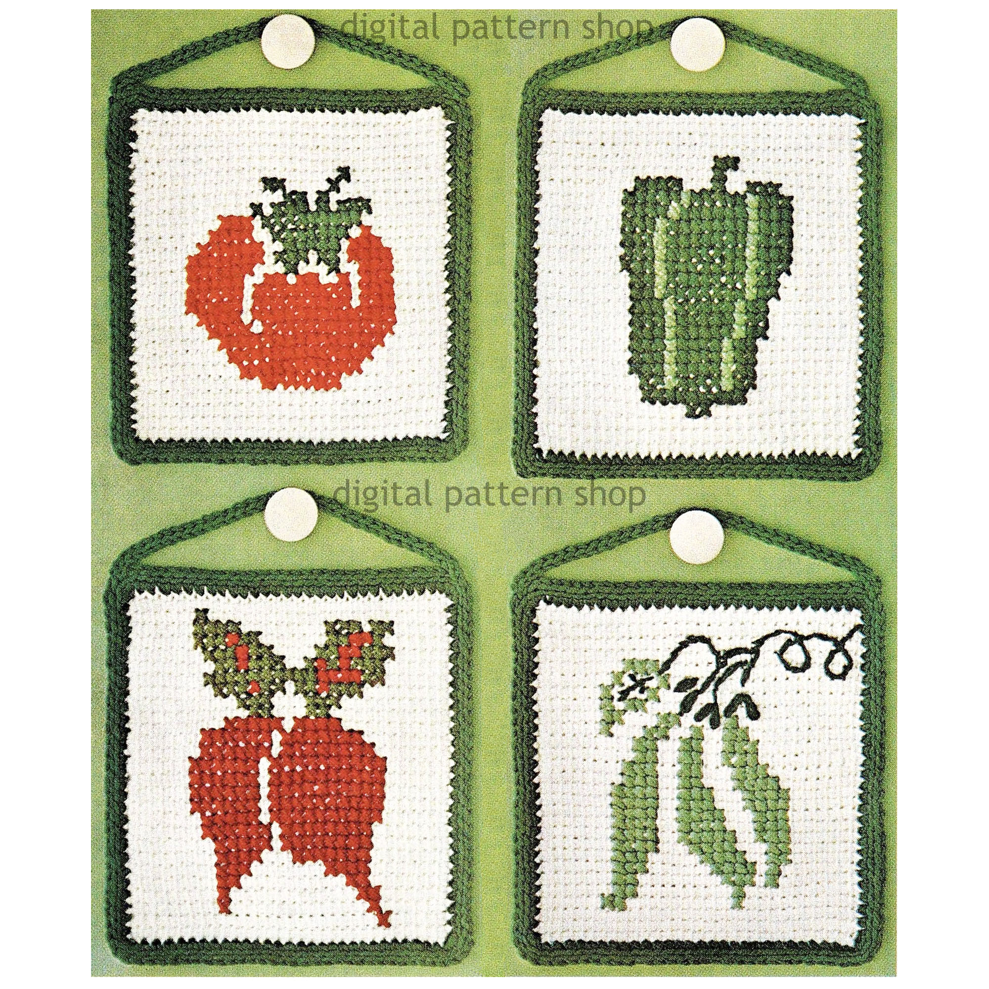 veggie pot holders crochet pattern