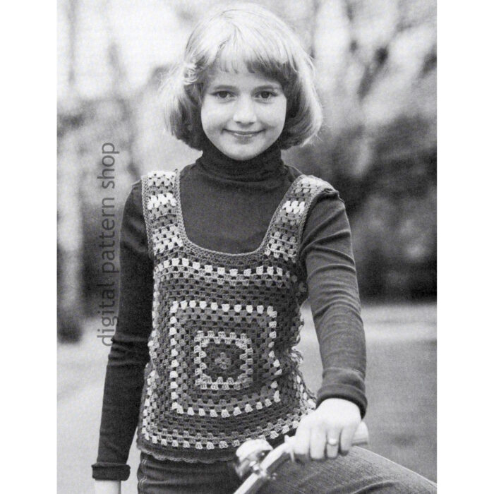 girls granny square vest crochet pattern