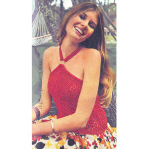Halter Top Knitting Pattern, Vintage Mesh Halter Knit In One Piece