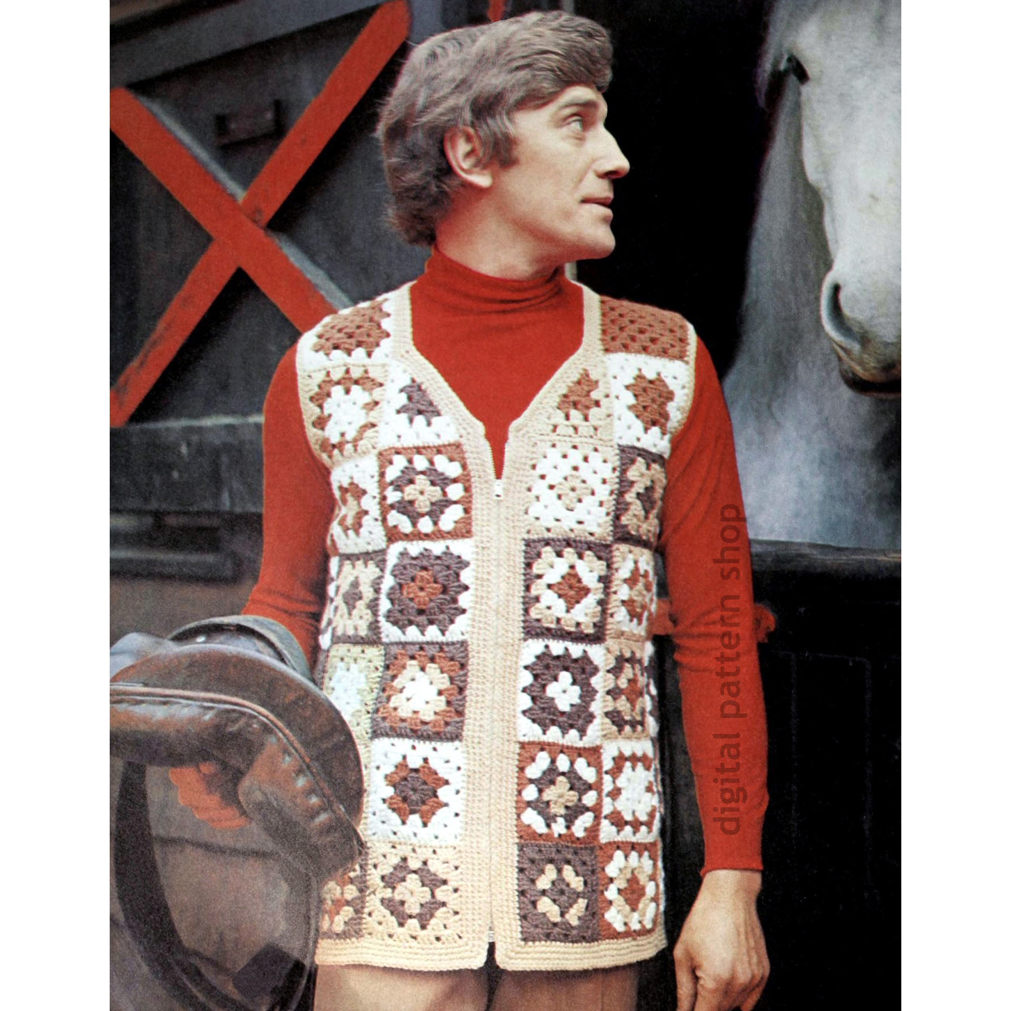 mens granny square vest crochet pattern