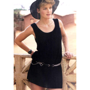 80s Mini Dress Knitting Pattern, Scoop Neck Tank Dress or Long Top