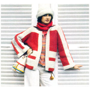 Boxy Jacket Knitting Pattern, Knit In One Piece Geometric Jacket