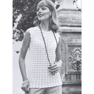 Tunic Crochet Pattern, Vintage Sleeveless Long Top in Shell Stitch