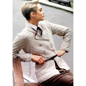 Tailored Jacket Knitting Pattern, Vintage Double Breasted Jacket PDF