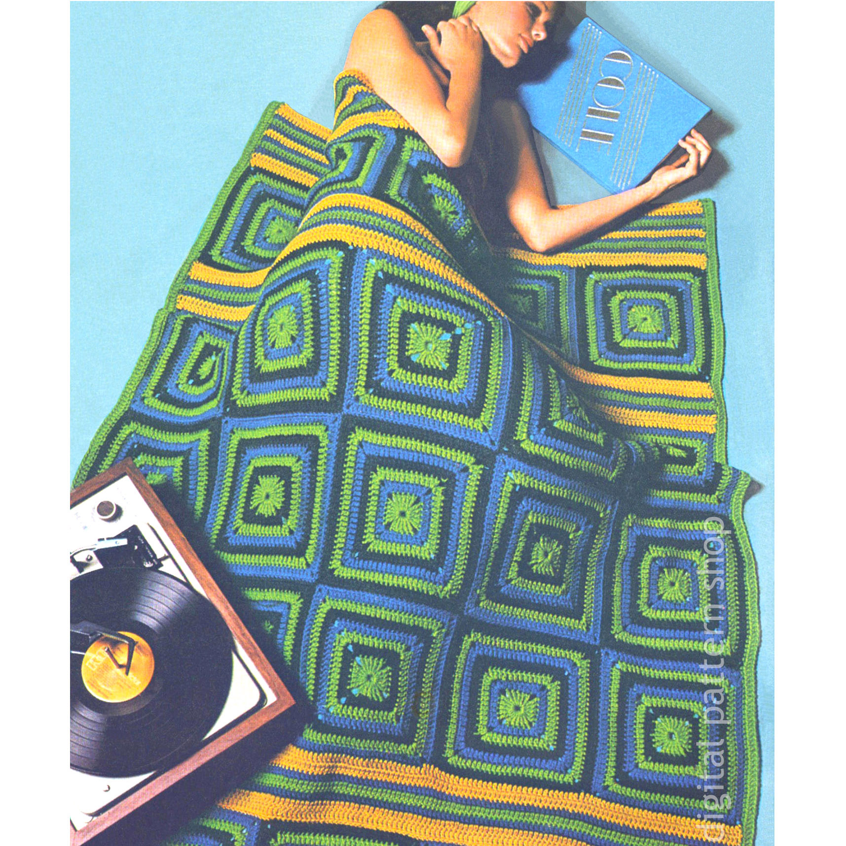 granny square and band afghan crochet pattern