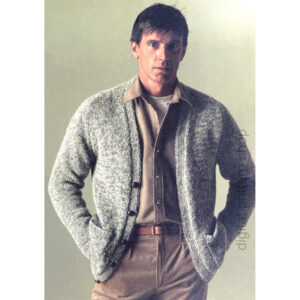 Mens Knit Cardigan Pattern, Vintage Classic Cardigan Raglan Sleeve