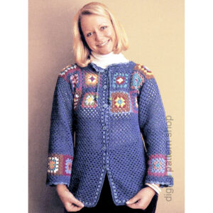 Granny Square Jacket Crochet Pattern, Rainbow Motif Sweater PDF