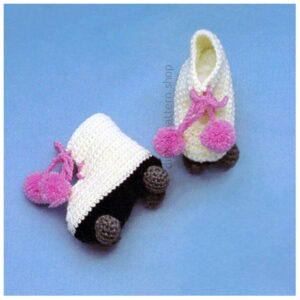 Roller Skate Baby Booties Crochet Pattern, Vintage Sporty Bootees