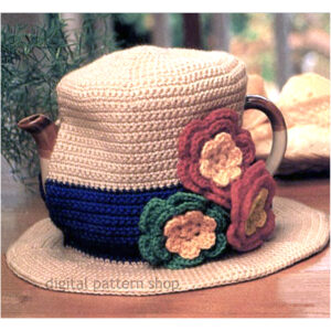 70s Tea Cozy Crochet Pattern, Kitsch Hat Tea Cosy for Large Teapot