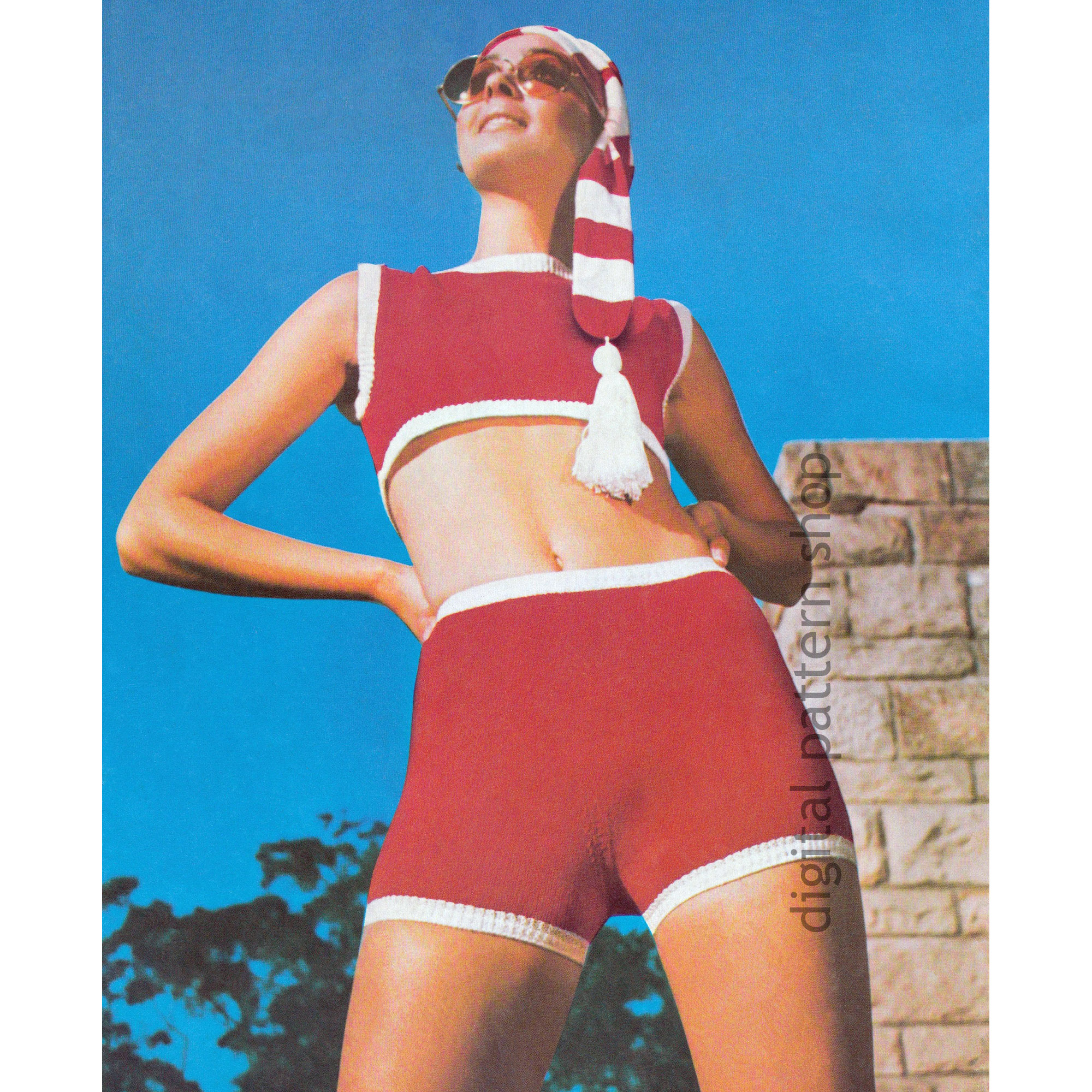 midriff top and shorts knitting pattern