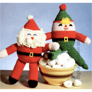 Toy Santa and Elf Crochet Pattern, Amigurumi Stuffed Christmas Toy