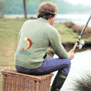 Classic Fish Cardigan Knitting Pattern, Fishermen Raglan Sweater