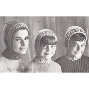 60s Head Snugs Hat Knitting Pattern Button Front Balaclava Helmet
