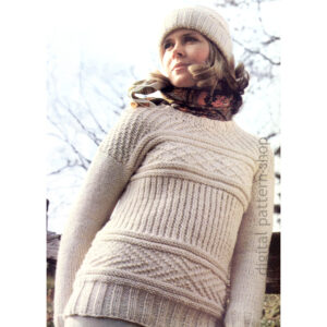 Patterned Knit Sweater Pattern, Vintage Hat, Pullover Jumper