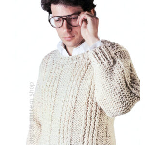 Sweater Knitting Pattern for Men or Women, Twisted Rib Pullover