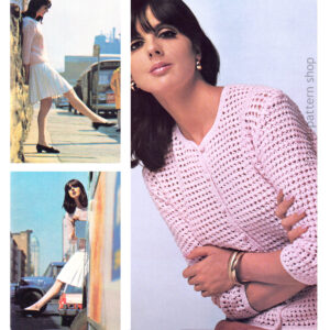 70s Cardigan Crochet Pattern, Vintage Puff Stitch Buttoned Sweater