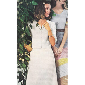 Jacket and Midi Skirt Crochet Pattern, Vintage Two Piece Wedding Suit