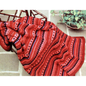 Nordic Knit Afghan Pattern, Vintage Colourful Blanket One Piece