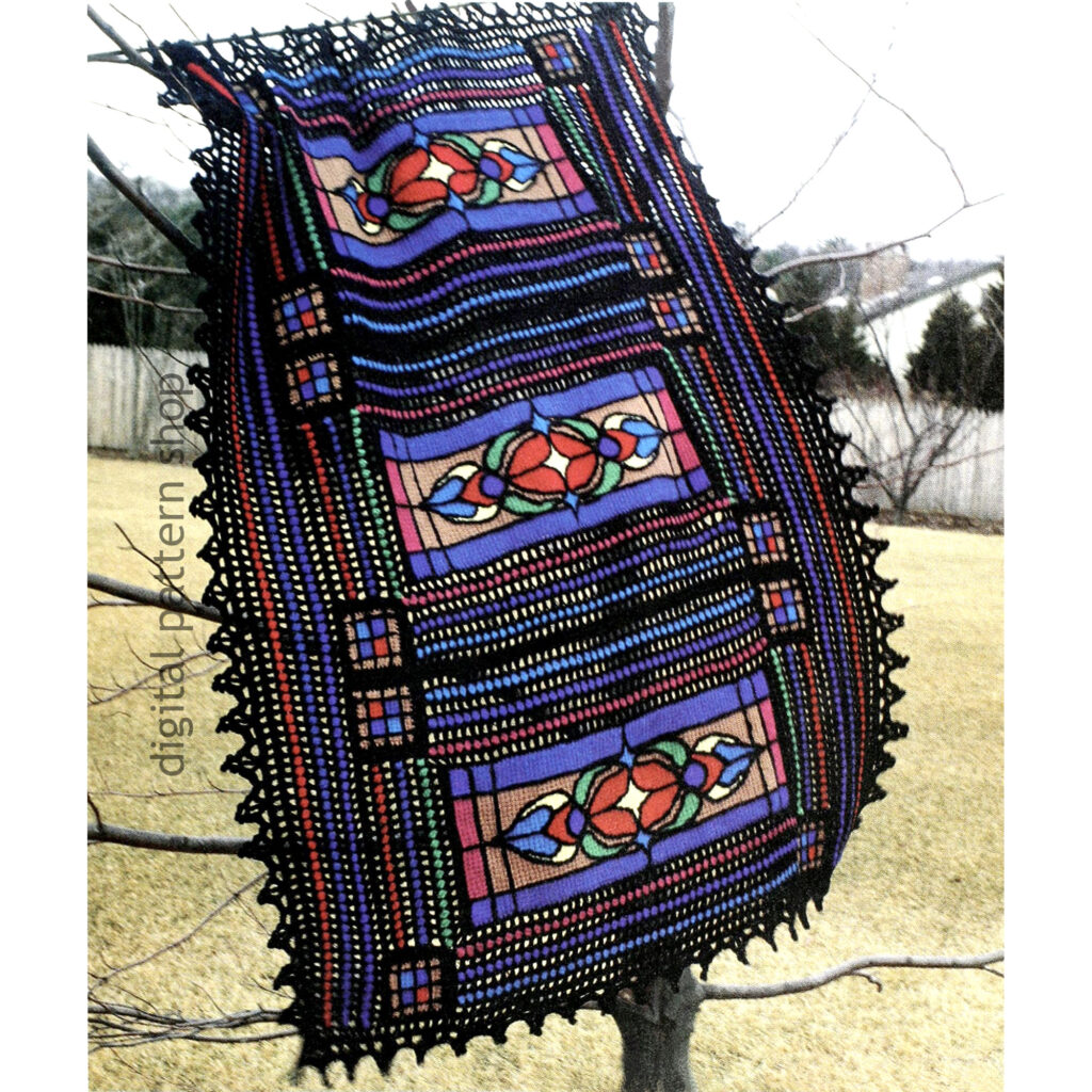 Stained Glass Afghan Crochet Pattern, Tunisian Crochet Panels | the ...