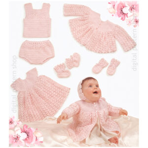 Baby Layette Crochet Pattern, Vintage Dress Vest, Sweater Set PDF