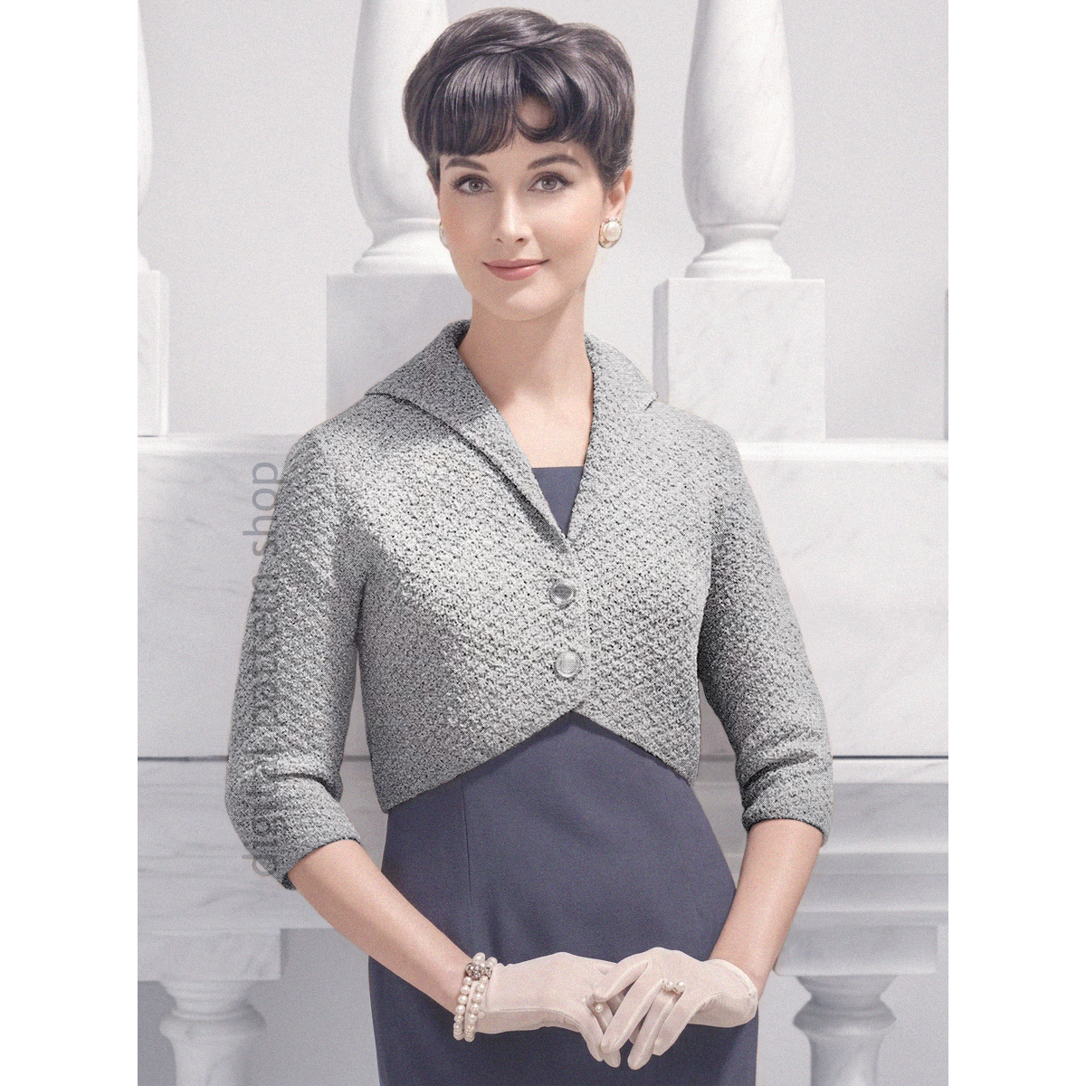 50s Empire Bolero Knitting Pattern, Vintage Cropped Jacket PDF