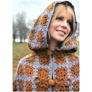 70s Hooded Cape Crochet Pattern, Granny Square Killarney Cloak