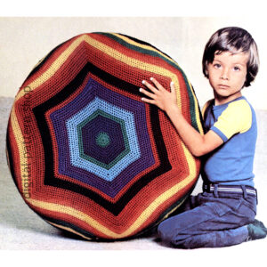 70s Floor Cushions Crochet Pattern, Circle Hexagon Zig Zag Ottoman