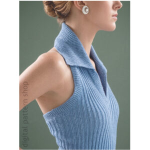 70s Halter Top Knitting Pattern, V-Neck Evening Halter in Rib Stitch