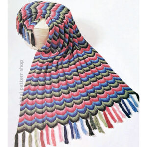 70s Knit Ripple Afghan Pattern, Vintage Rainbow Throw Blanket PDF