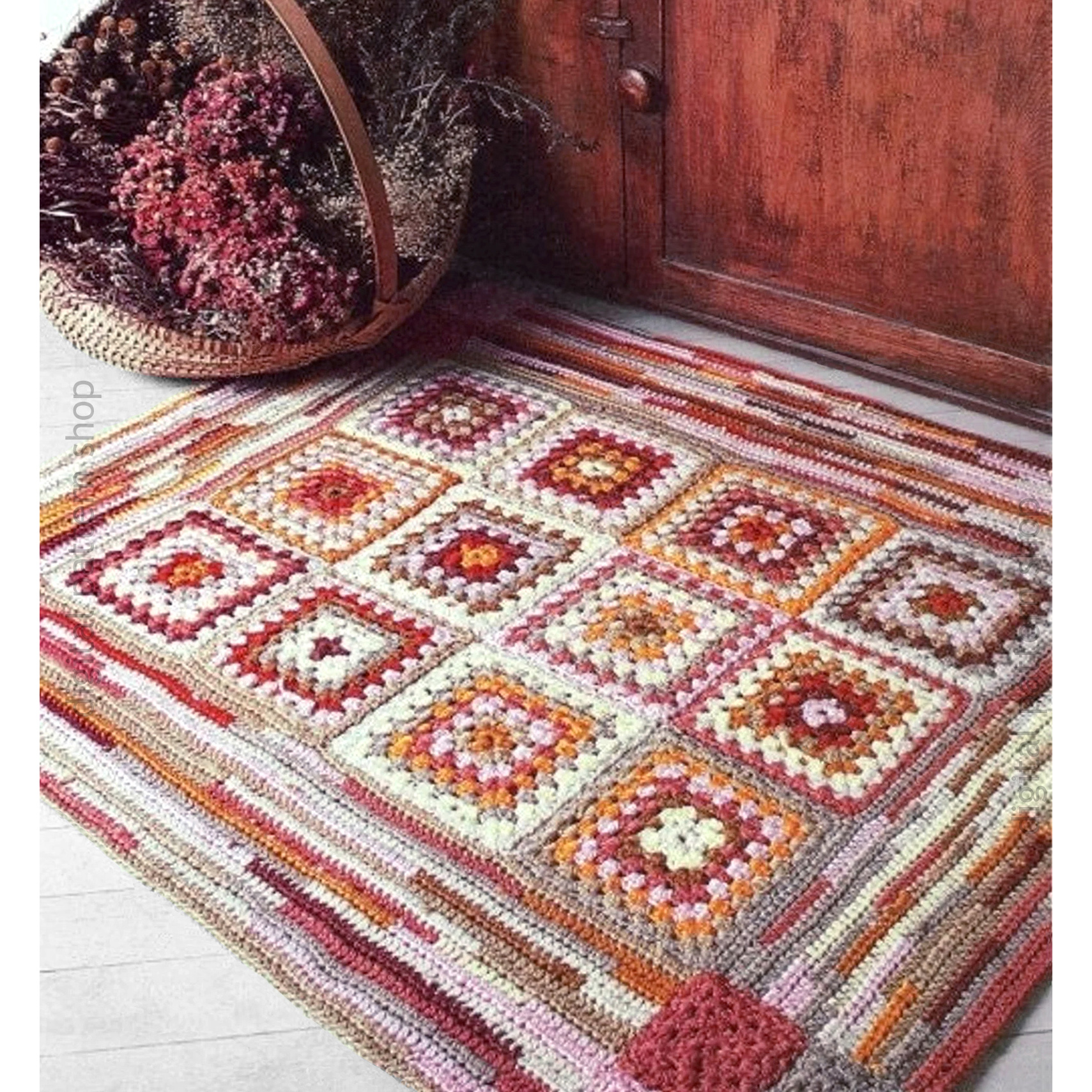 Granny Square Rug Crochet Pattern