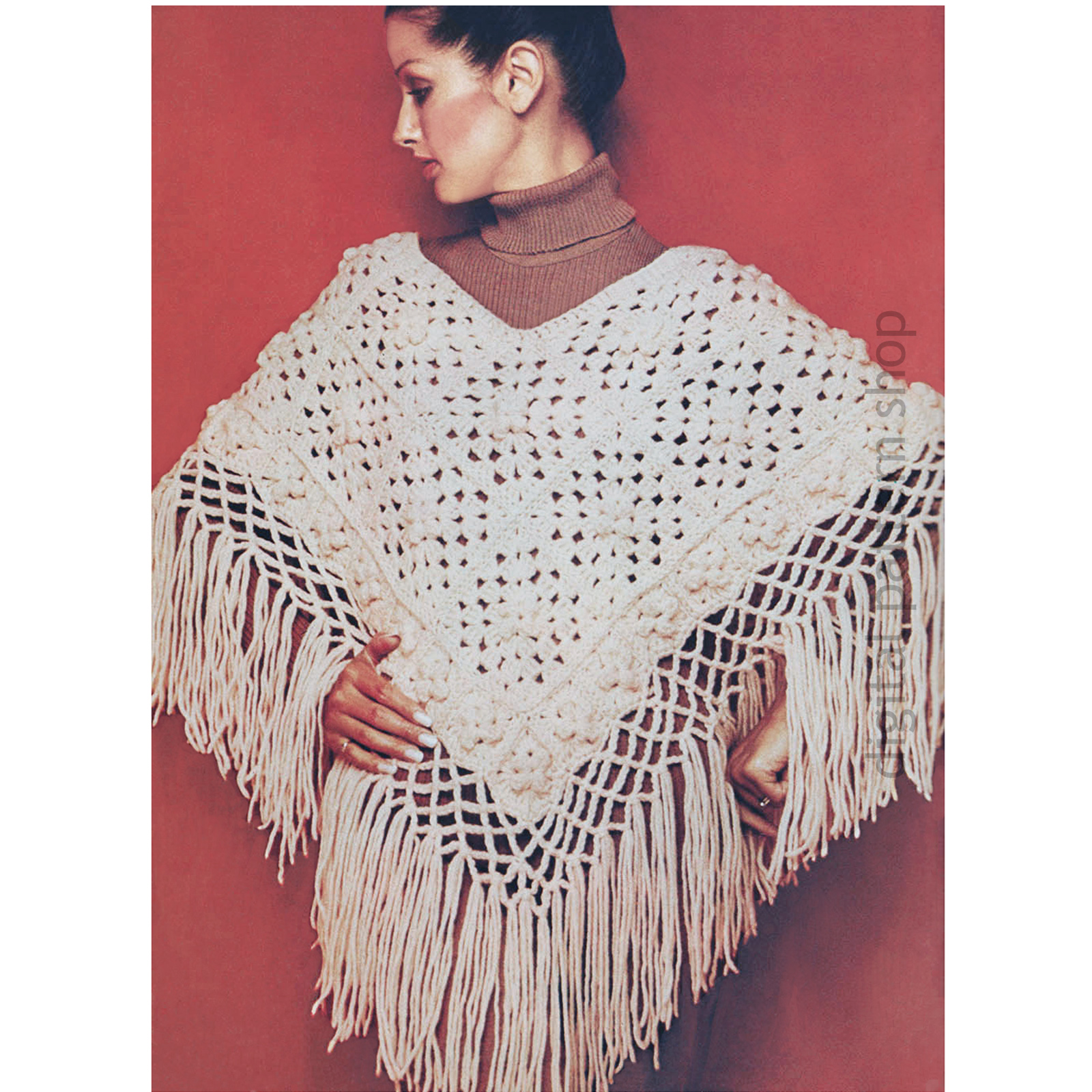 Granny Square Poncho Crochet Pattern