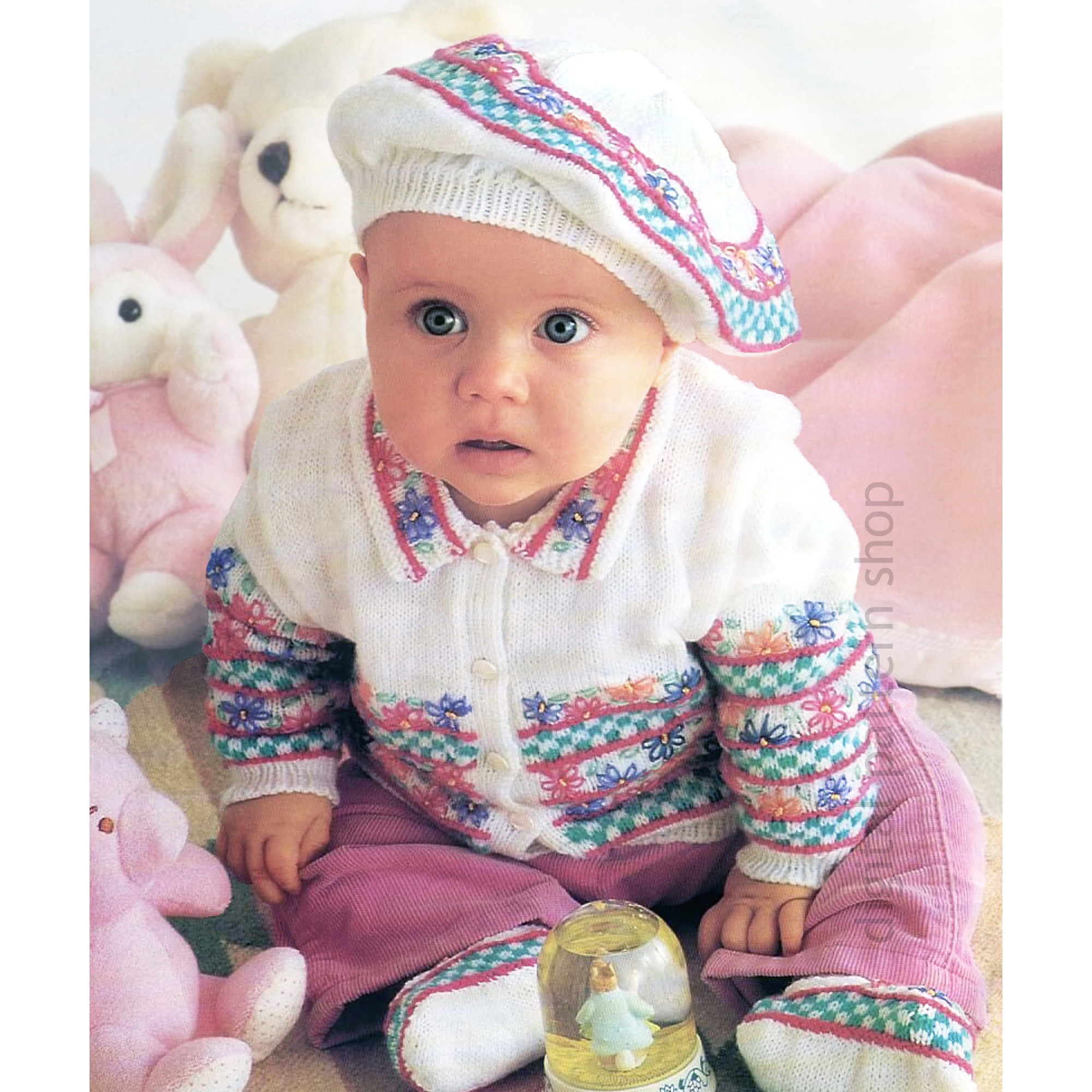 Baby Cardigan Beret Shoes Knitting Pattern
