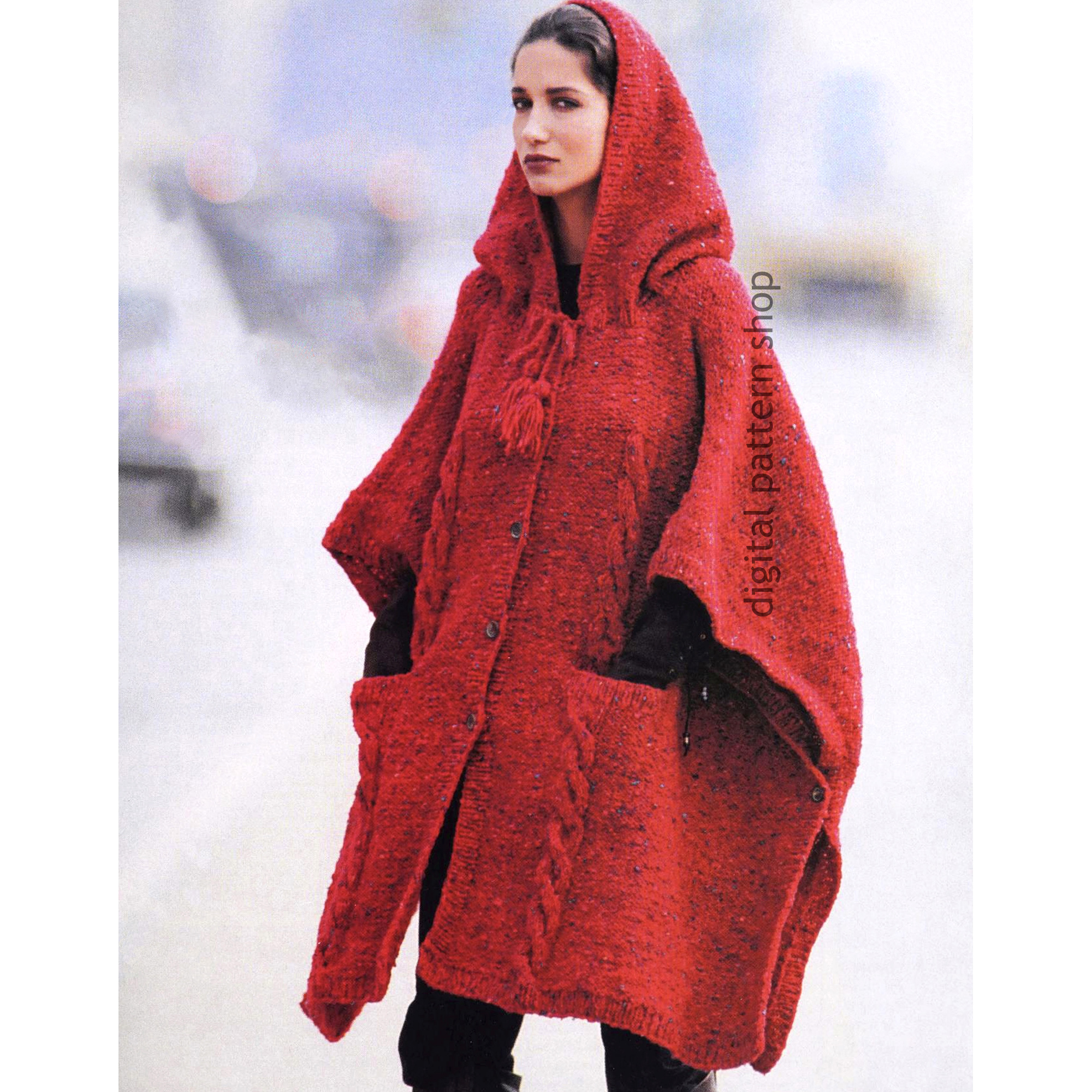 Hooded Poncho Knitting Pattern