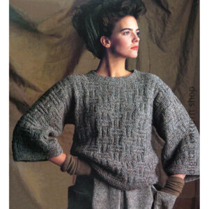 80s Basketweave Sweater Knitting Pattern, Vogue Boxy Pullover