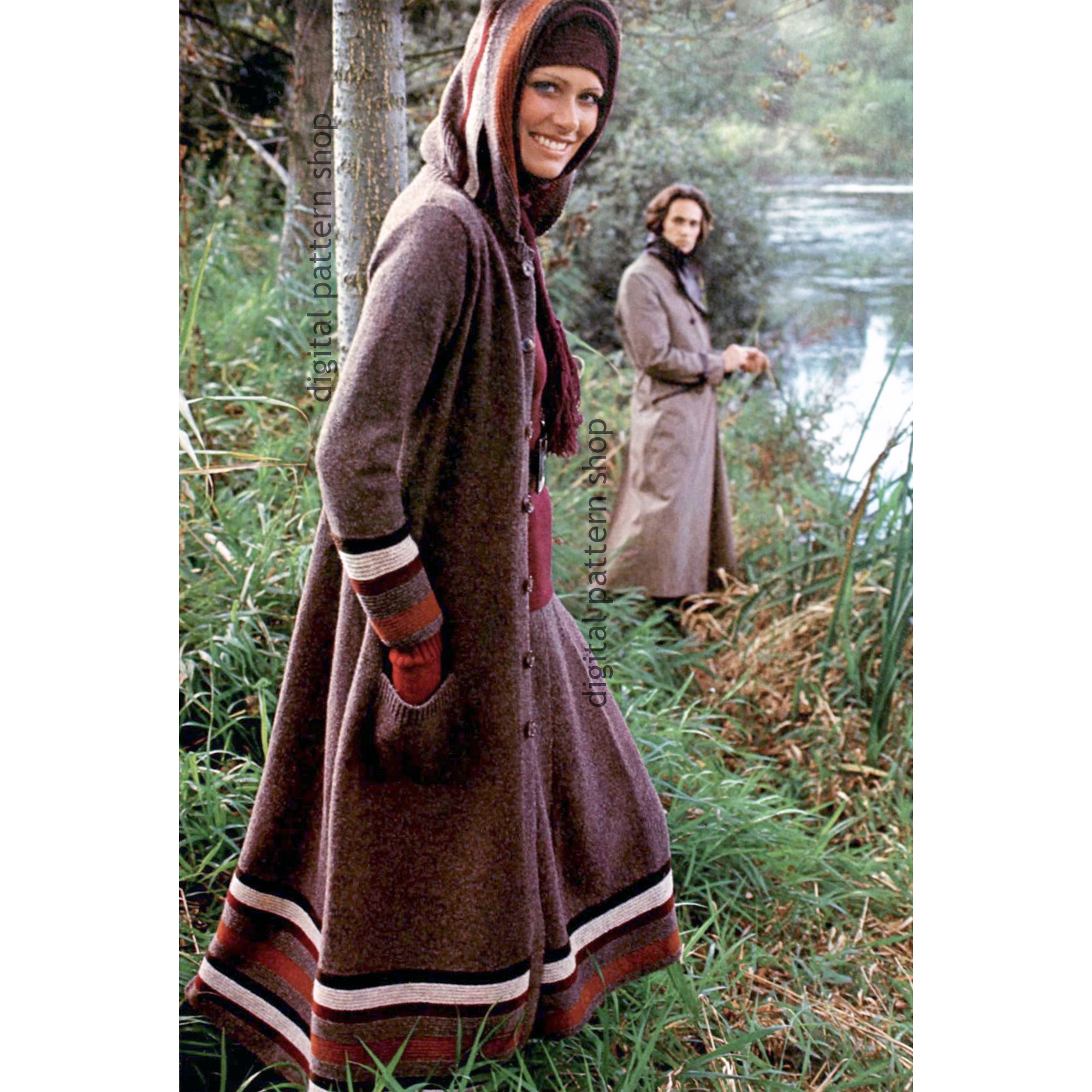 Long Hooded Coat and Skirt Knitting Pattern