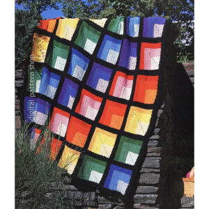 Rainbow Log Cabin Afghan Crochet Pattern, Vintage Blanket