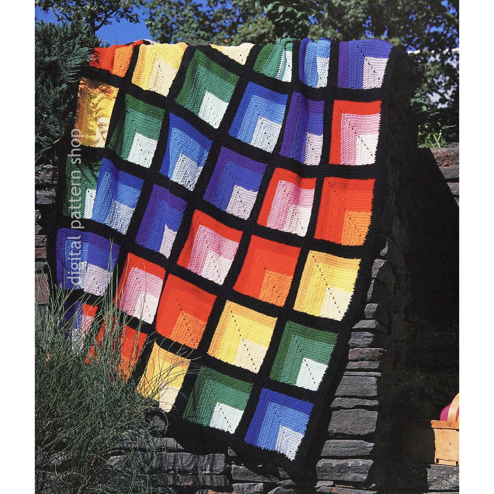 Rainbow Log Cabin Afghan Crochet Pattern