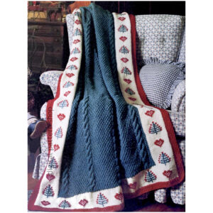 Heart and Tree Afghan Knitting Pattern, Christmas Blanket Decor